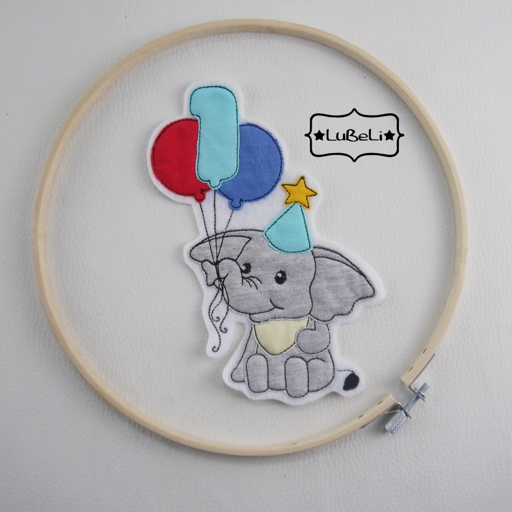 Bild 1 von Stickdatei Geburtstag Elefant