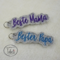 Stickdatei Schlüsselanhänger Mama und Papa